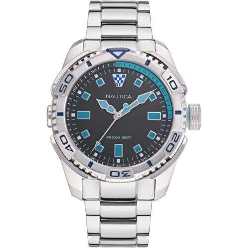 Nautica Key Tarpoon Watch Steel Bracelet with Extra Silicone Dark Blue Band