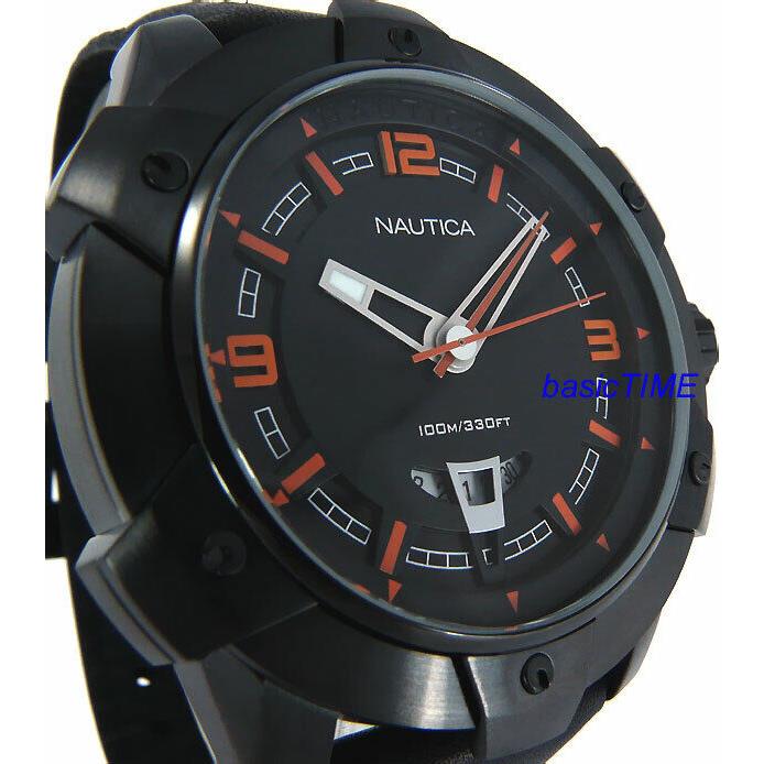 Nautica N28001G Japan Movement 100M Leather Black Steel Super