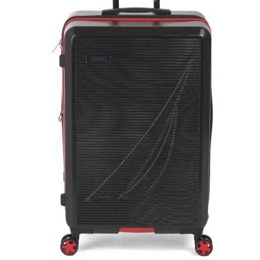 Nautica 29in Black Red Striped Logo Hardcase Expandable 8 Wheel Spinner