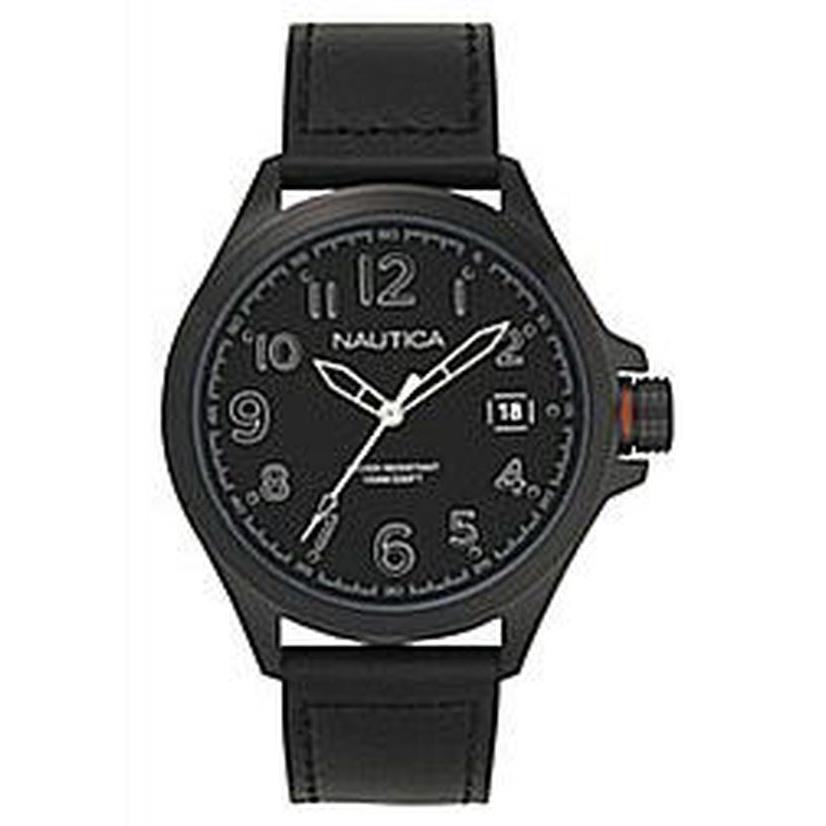 Men`s Nautica Glen Park 46mm Leather Band Watch NAPGLP004