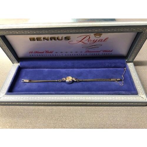 Vintage Ladies 14K Gold Benrus 1/4 Ct. TW Diamond Endearment 17J Watch Nos