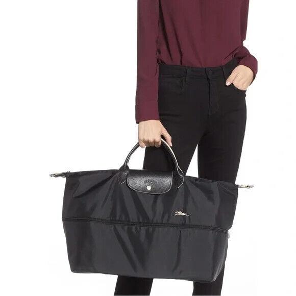 Longchamp Le Pliage Club Expandable Travel Duffle Crossbody Black Navy Gray Black Fash Brands