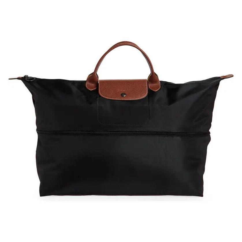 Longchamp Le Pliage Type L Weekender 18 Inch Travel Tote 1624089 Many Colors Black/Brown (Expandable)