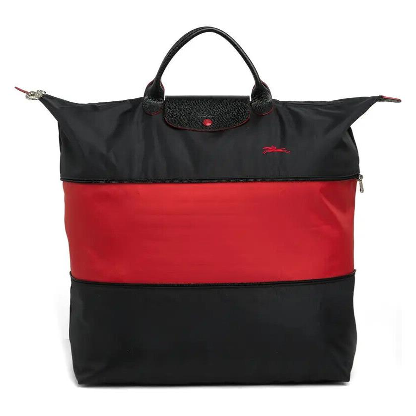 Longchamp Le Pliage Type L Weekender 18 Inch Travel Tote 1624089 Many Colors Black/Red (Expandable)