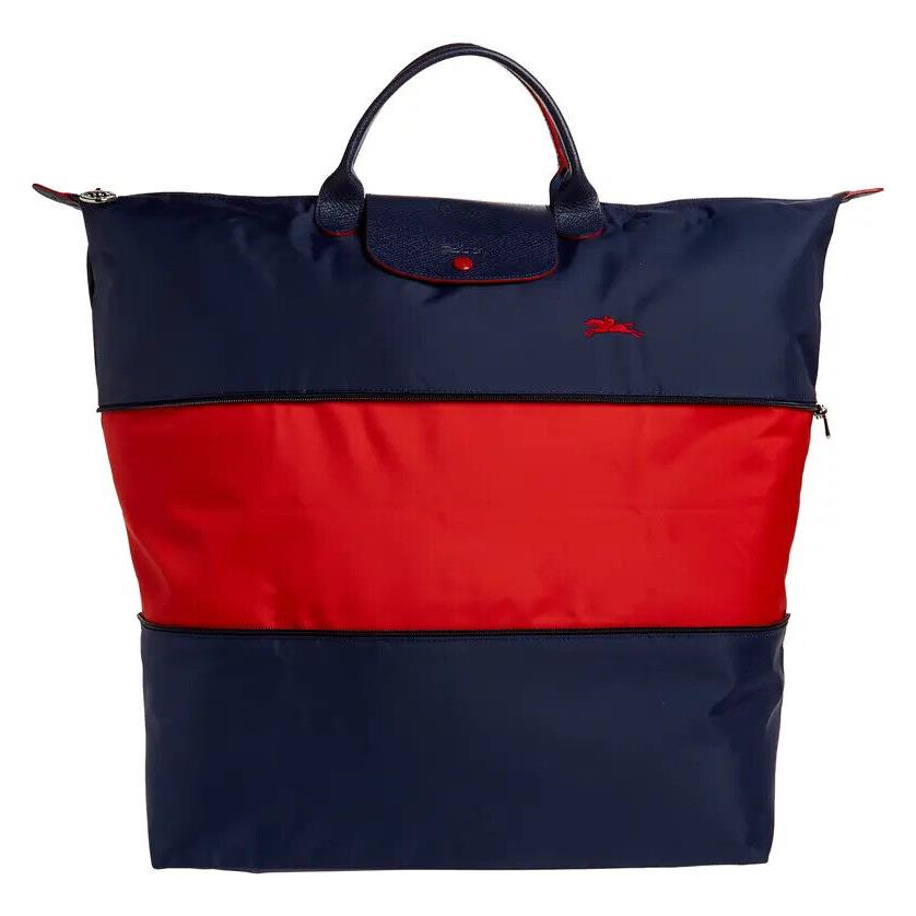 Longchamp Le Pliage Type L Weekender 18 Inch Travel Tote 1624089 Many Colors Navy/Vermilion (Expandable)