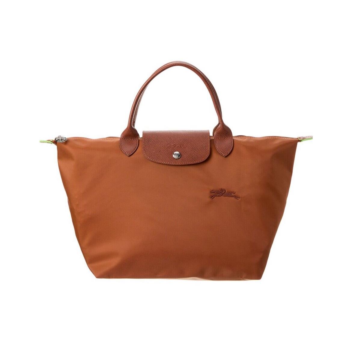 Longchamp Le Pliage Medium Short Handle Type M Tote L1623 Multi Color Authnt Cognac (Recycled/Green Collection)