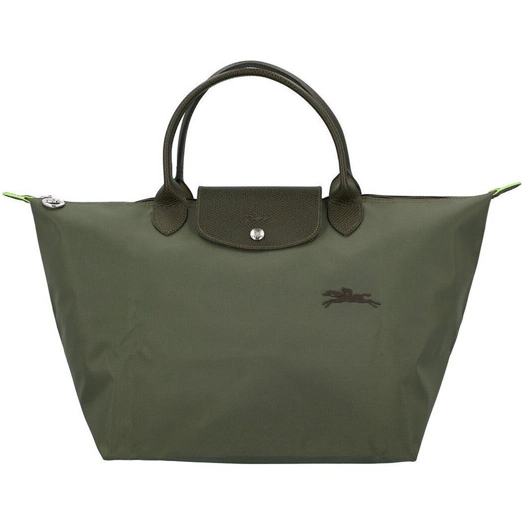 Longchamp Le Pliage Medium Short Handle Type M Tote L1623 Multi Color Authnt Forest Green (Recycled/Green Collection)