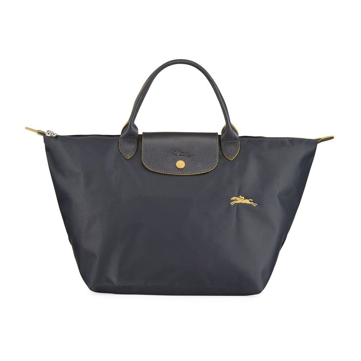 Longchamp Le Pliage Medium Short Handle Type M Tote L1623 Multi Color Authnt Gunmetal (Club Style)