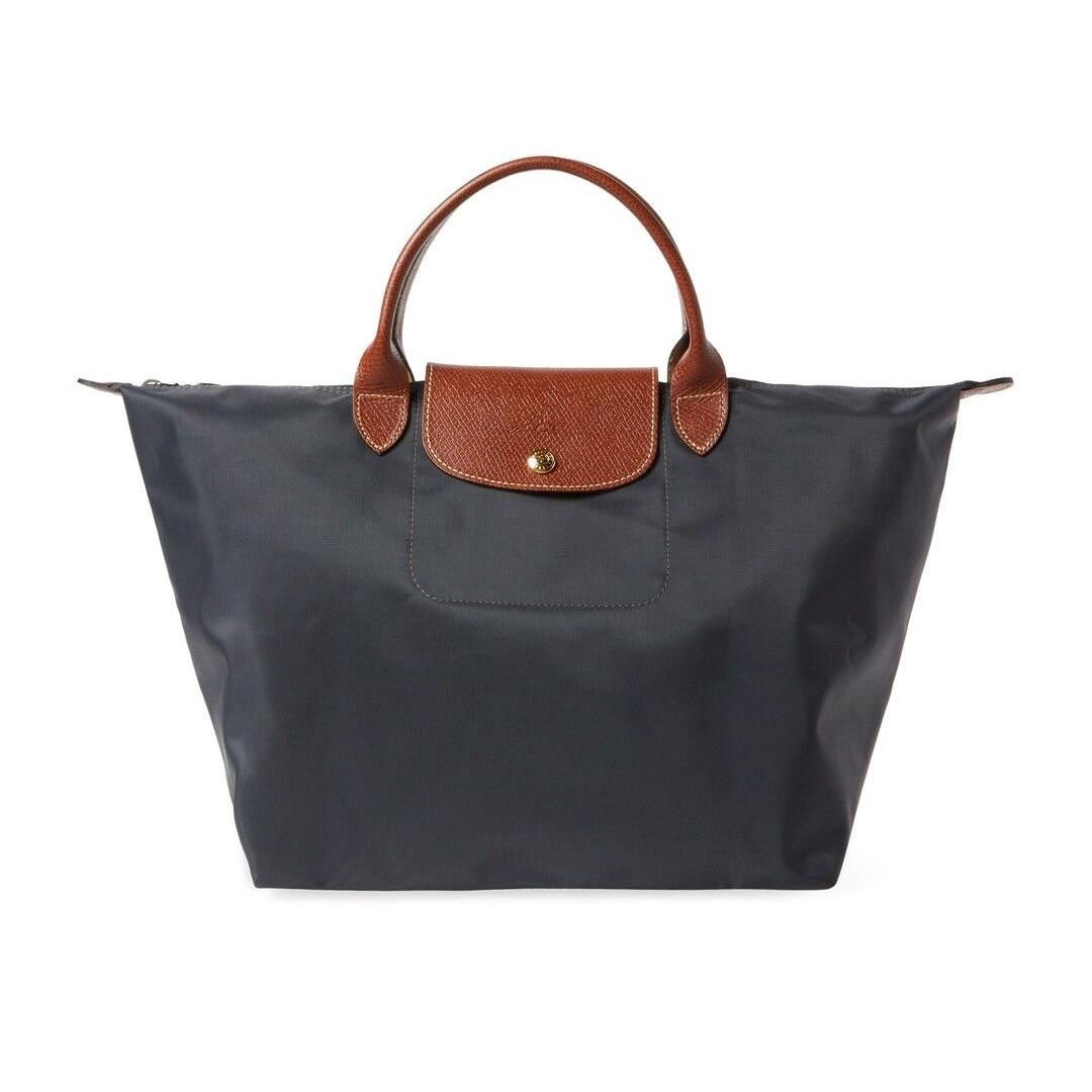 Longchamp Le Pliage Medium Short Handle Type M Tote L1623 Multi Color Authnt Gunmetal - Gray