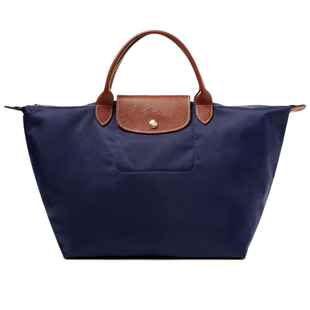 Longchamp Le Pliage Medium Short Handle Type M Tote L1623 Multi Color Authnt Navy Blue