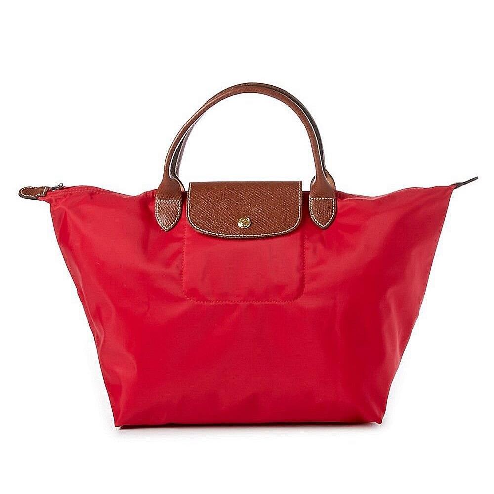 Longchamp Le Pliage Medium Short Handle Type M Tote L1623 Multi Color Authnt Red Garance