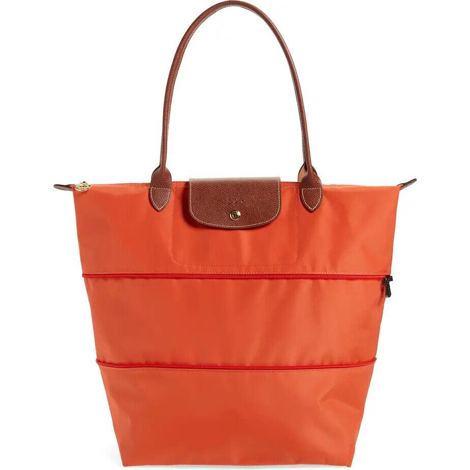 Longchamp Le Pliage Expandable Large Shoulder Tote Many Colors Made n France Orange