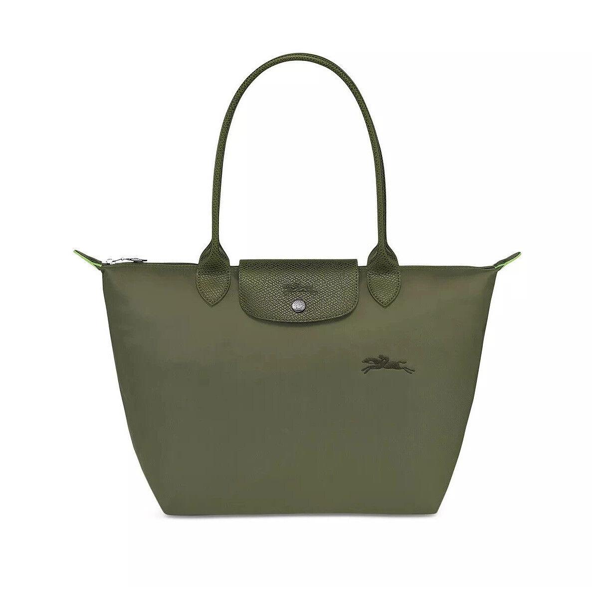 Longchamp Le Pliage Club Medium Small Nylon Shoulder Tote 2605 Many Colors Forest (recycled nylon)