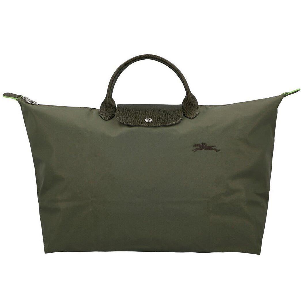 Longchamp Le Pliage 18 Type L Weekender Travel Tote 1624 Pink Mink Green Etc Forest (recycled nylon)