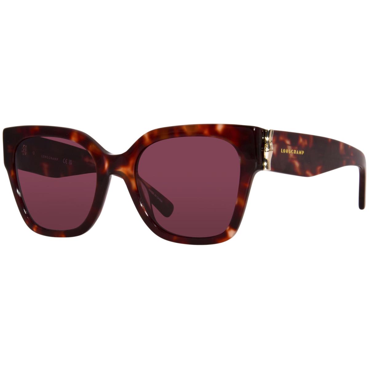 Longchamp LO732S 640 Sunglasses Women`s Red Havana/red Square Shape 55mm