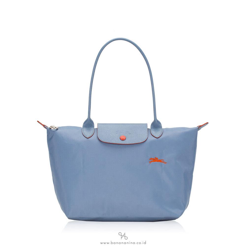 Longchamp Le Pliage Club Medium Small Nylon Shoulder Tote 2605619 Blue Mist