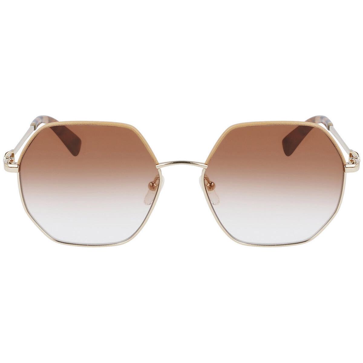 Longchamp LO140SL Sunglasses Gold Cappuccino Oversized 58mm