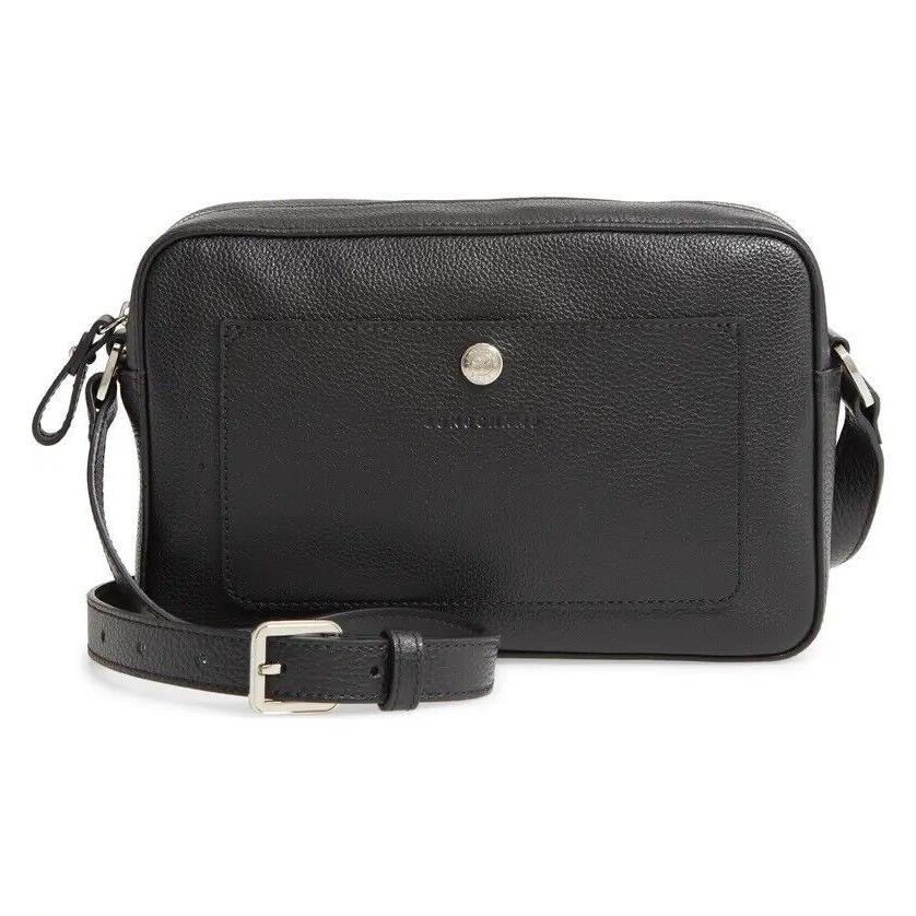 Longchamp Le Foulonne Leather Camera Bag Crossbody Bag Black