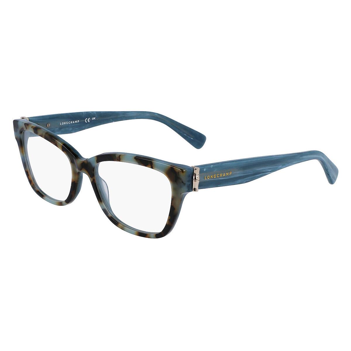 Longchamp LO2713 Eyeglasses Women Aqua Havana Square 51mm