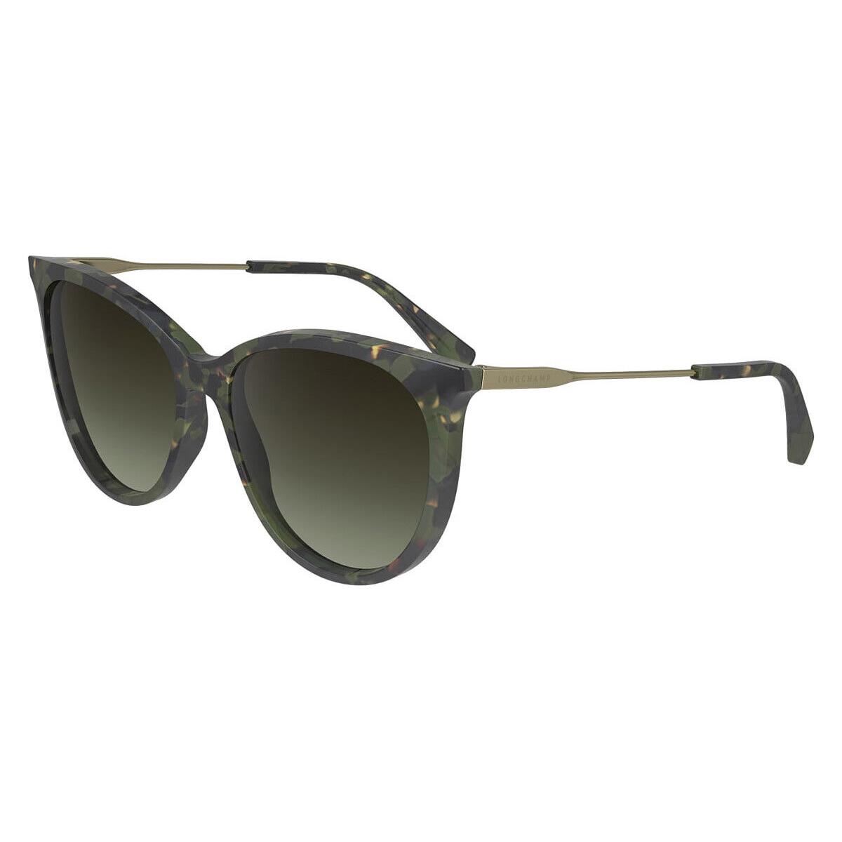 Longchamp Lon Sunglasses Women Khaki Havana 55mm - Frame: Khaki Havana