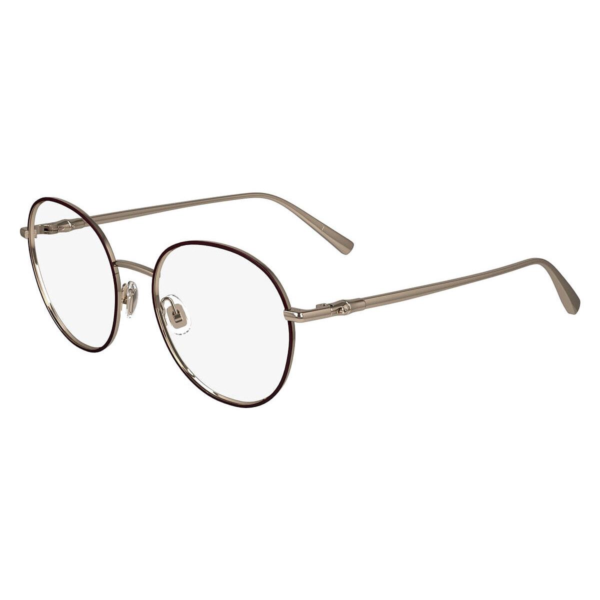 Longchamp Lon Eyeglasses Women Rose Gold/burgundy 50mm