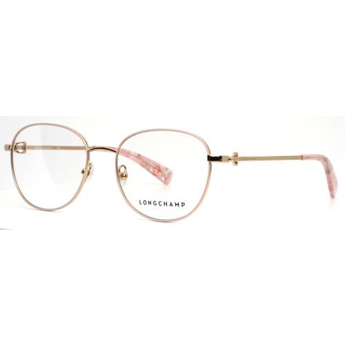 Longchamp LO2127 601 Gold Pink Womens Round Full Rim Eyeglasses 52-18-140 B:43