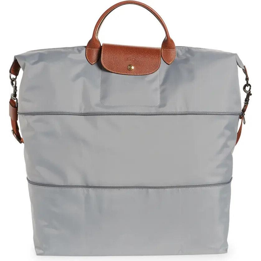 Longchamp Le Pliage Expandable Travel Duffle Crossbody Bag Gray