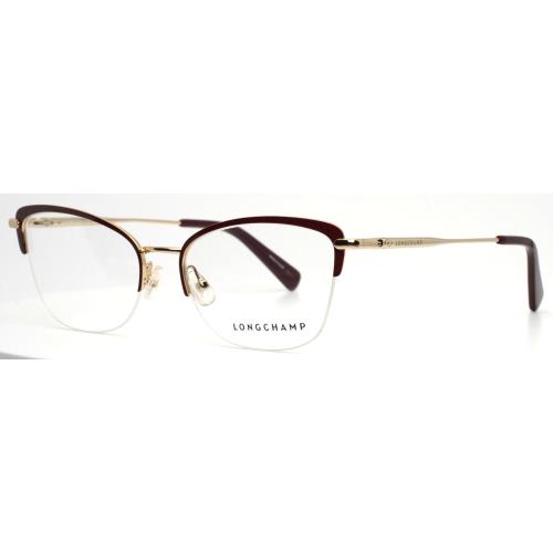 Longchamp LO2118 604 Gold Burgundy Womens Cat Eye Eyeglasses 54-18-135 B:39