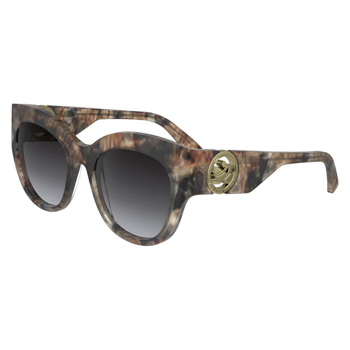 Longchamp Lon Sunglasses Women Marble Brown Beige 52mm