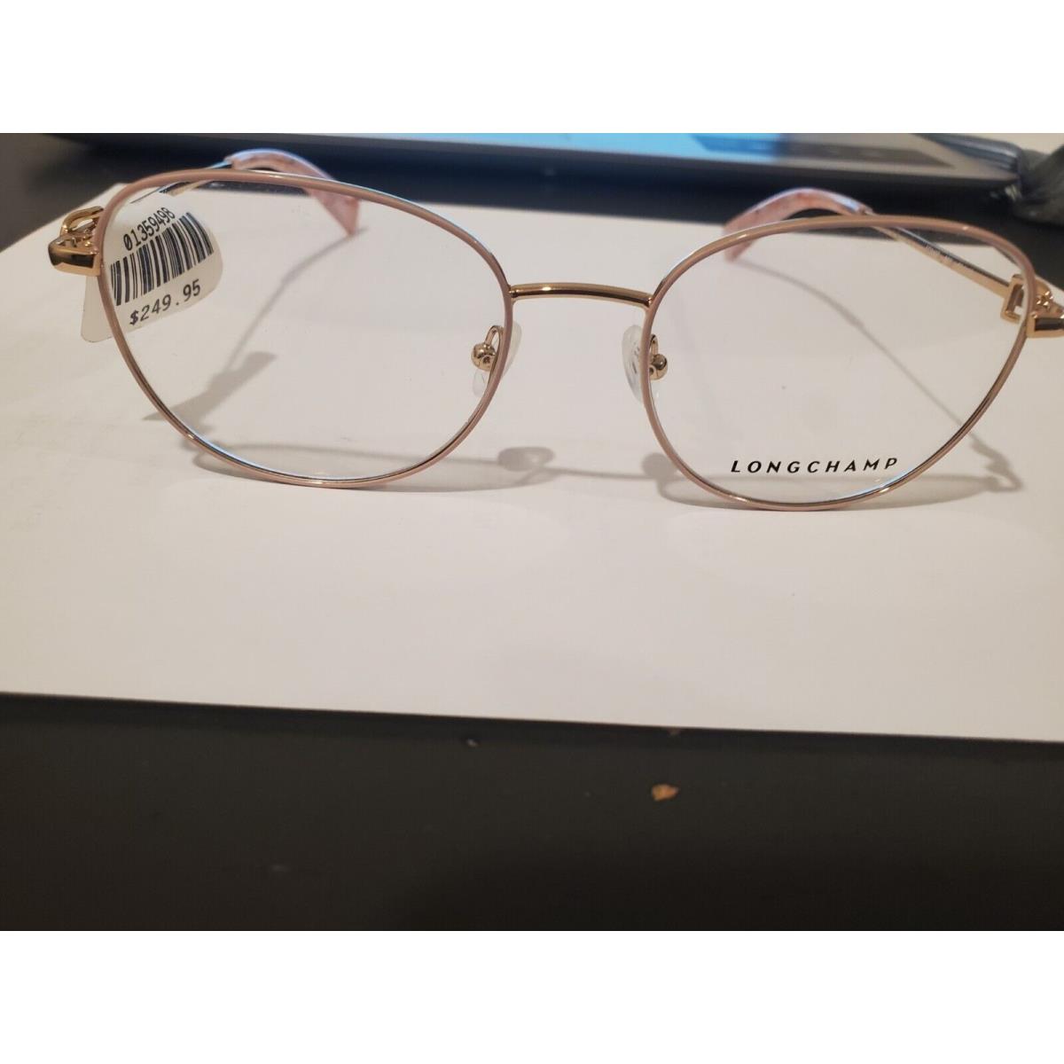 Longchamp Eyeglasses Frames LO2127 601 Pink Gold Round Full Rim 52-18-140