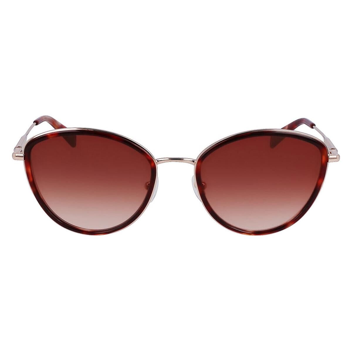 Longchamp LO170S Sunglasses Rose Gold/red Havana Cat Eye 54mm