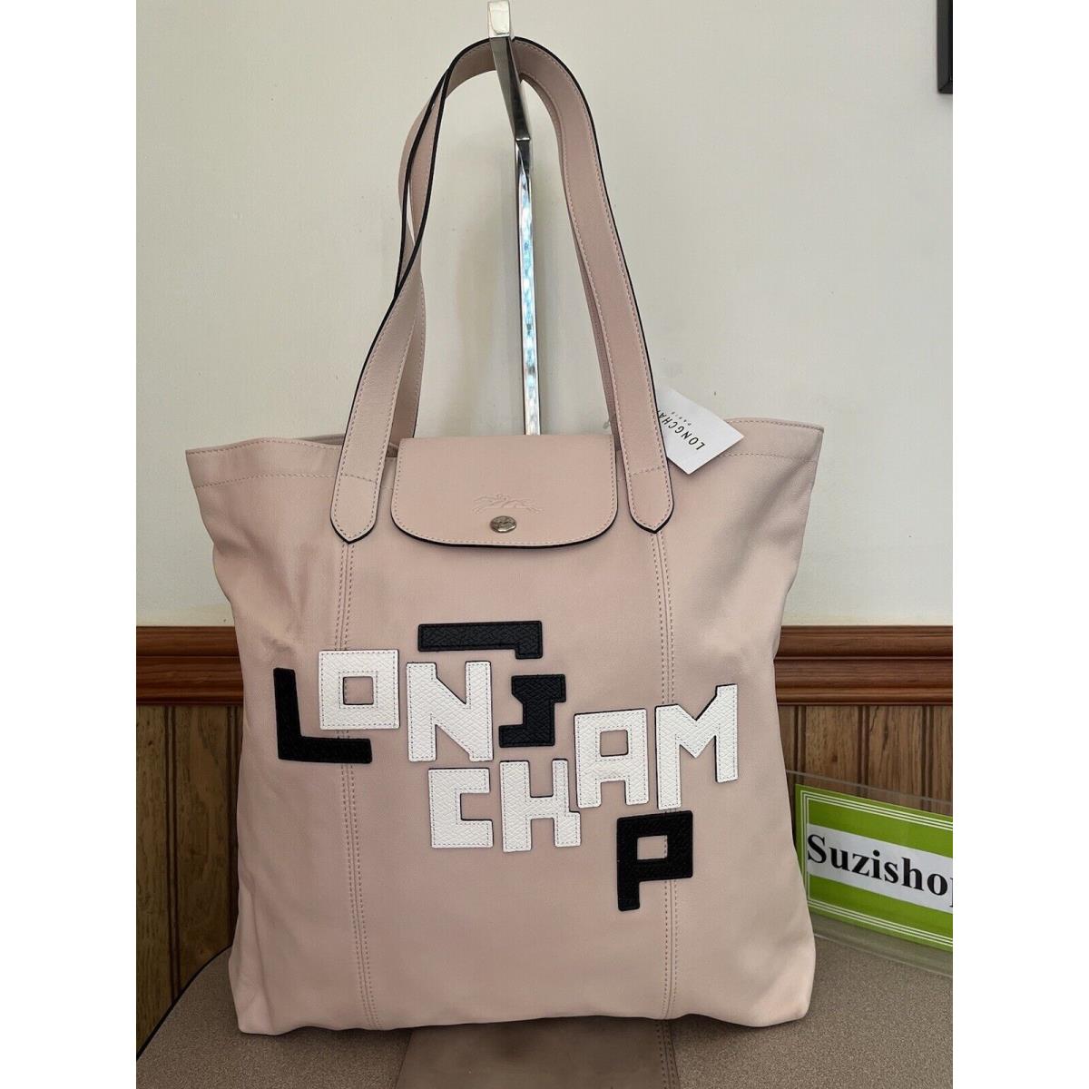 Longchamp Le Pilage Leather Cuir Large Tote Bag Pale Pink Made In France