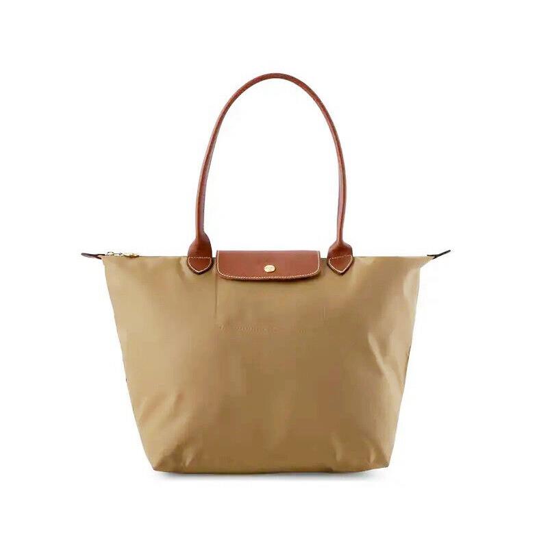 Longchamp Le Pliage Large Shoulder Tote Long Handle Desert Brown