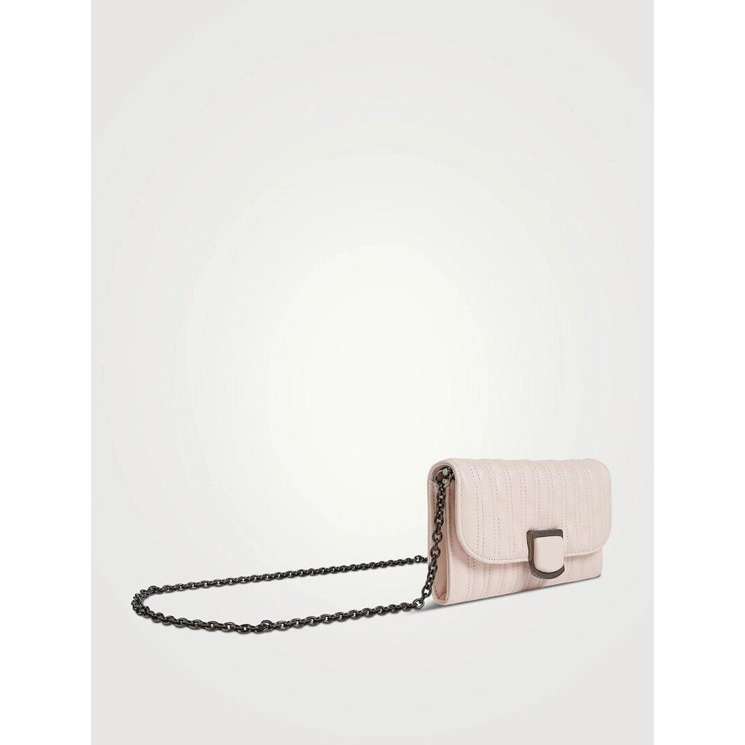 Longchamp Brioche Wallet On Chain Quilted Leather Crossbody Powder Pink France