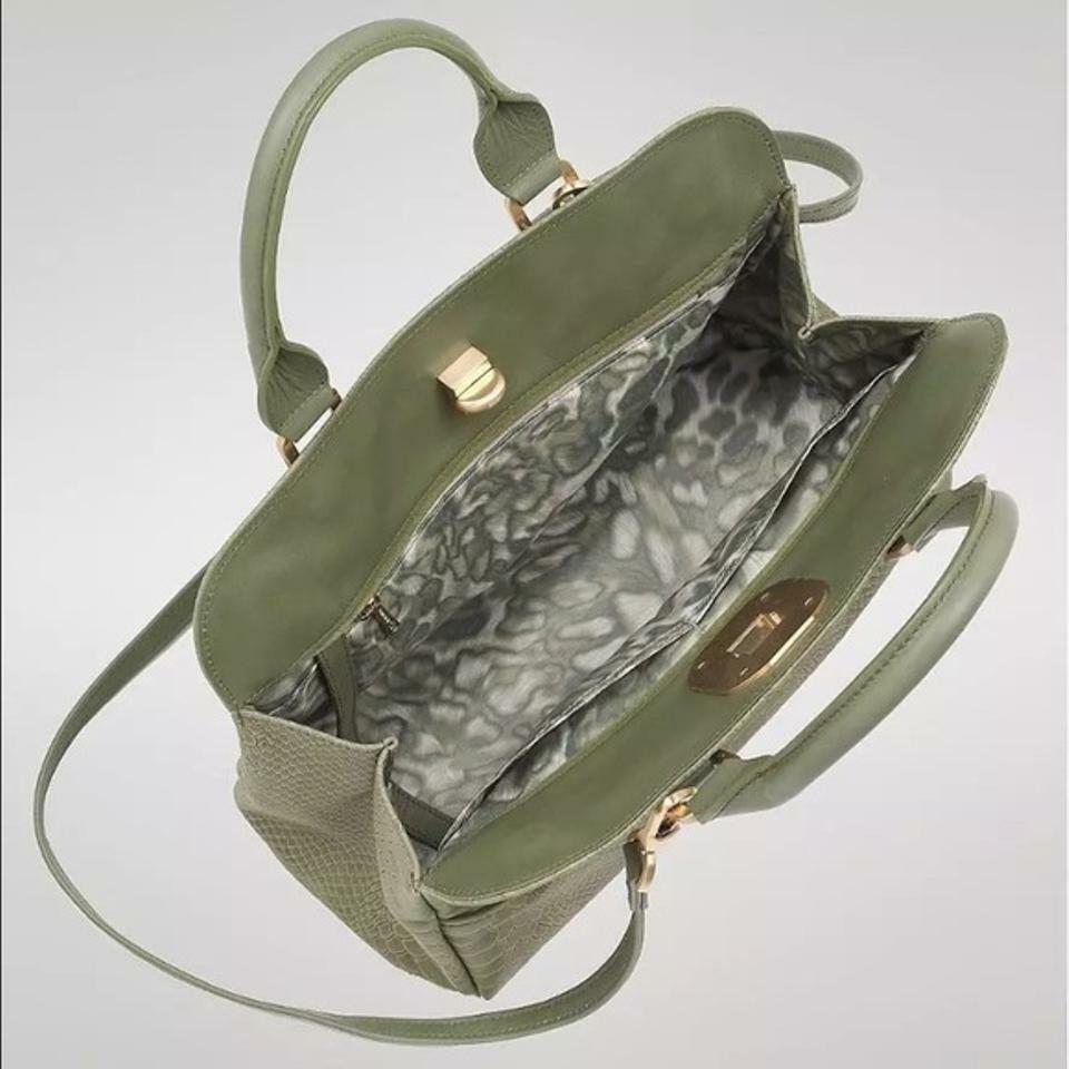 Longchamp Gatsby Snakeskin Exotic Green Leather Satchel Purse B3202