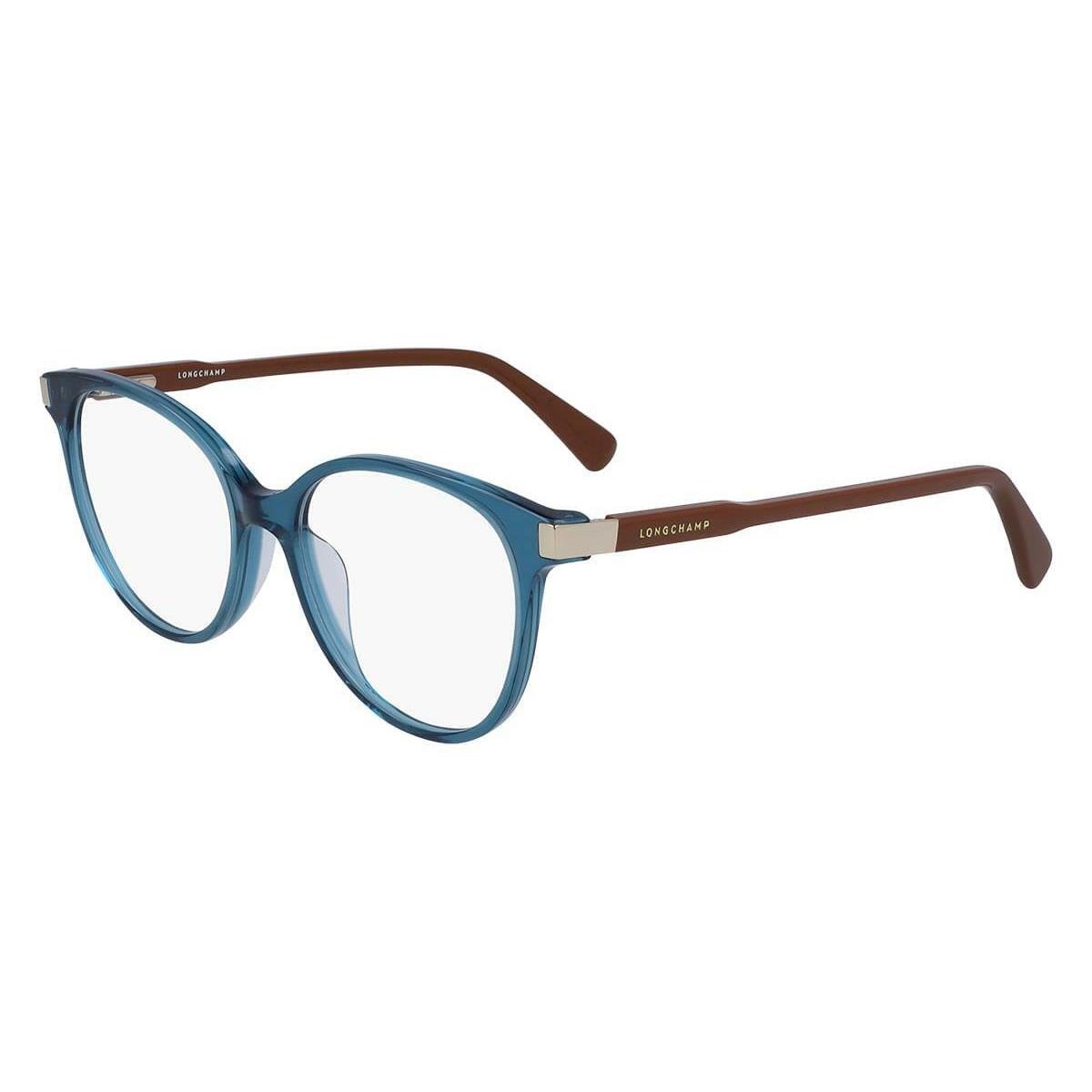 Longchamp LO2637 427 Crystal Blue Brown Eyeglasses 52mm with Case