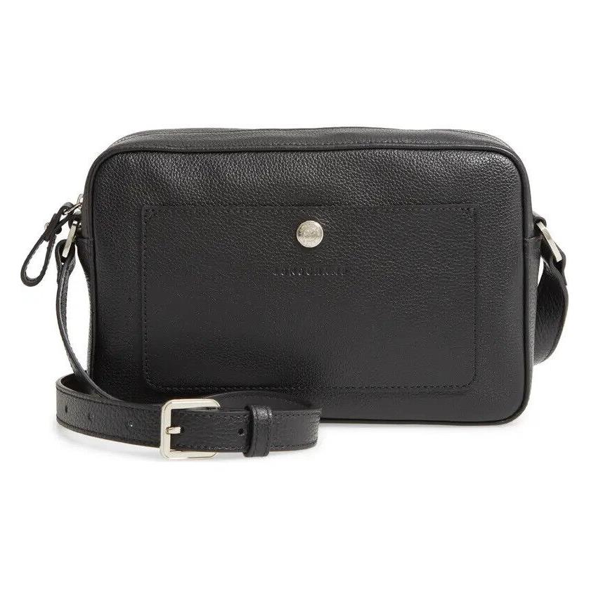 Longchamp Le Foulonne Leather Camera Crossbody Bag Black