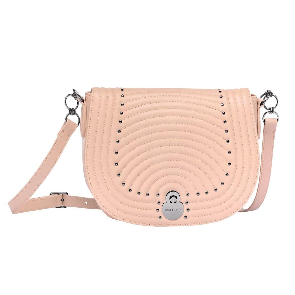 Longchamp Cavalcade Quilted Studded Leather Crossbody Antique Pink/gunmetal