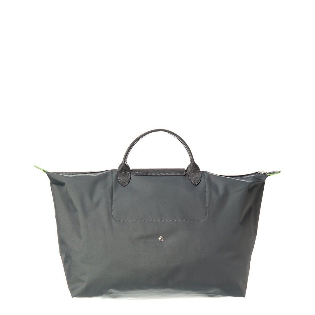 Longchamp Le Pliage Green Small Canvas Leather Travel Bag Women`s Grey