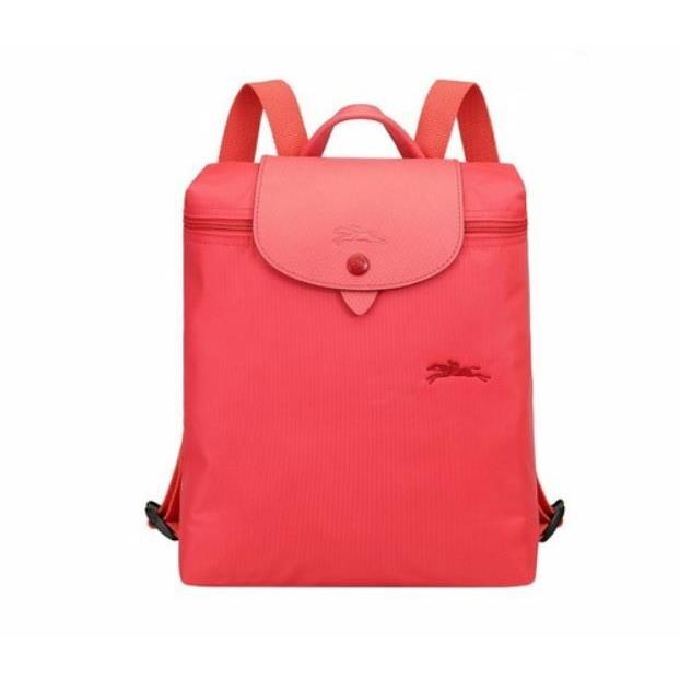 Longchamp Le Pliage Club Nylon Backpack in Pomegranate Red - Exterior: Pomegranate Red