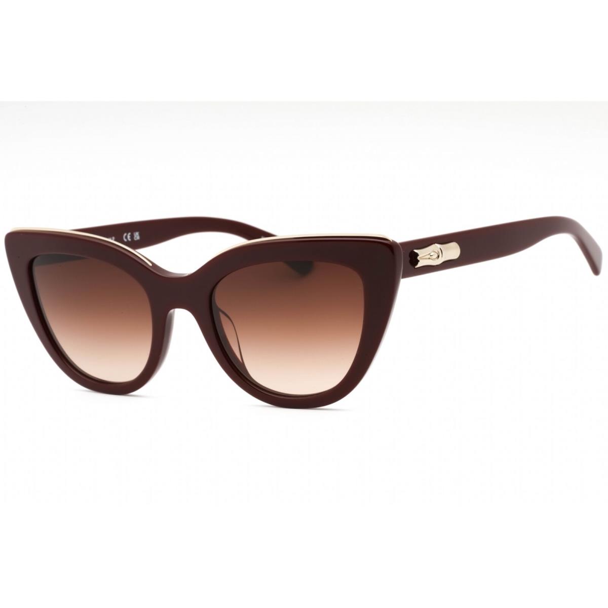 Longchamp Women`s Sunglasses Burgundy Plastic Cat Eye Full Rim Frame LO686S 604 - Frame: Burgundy, Lens: Brown Gradient