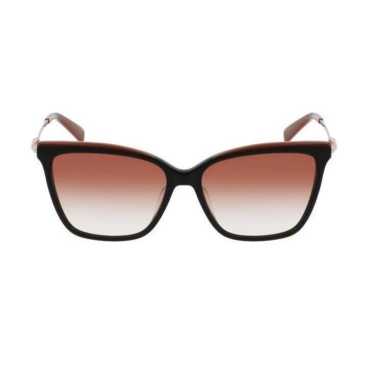 Longchamp LO683S 001 56mm Black Caramel Brown Gradient Women`s Sunglasses - Frame: Black, Lens: Brown