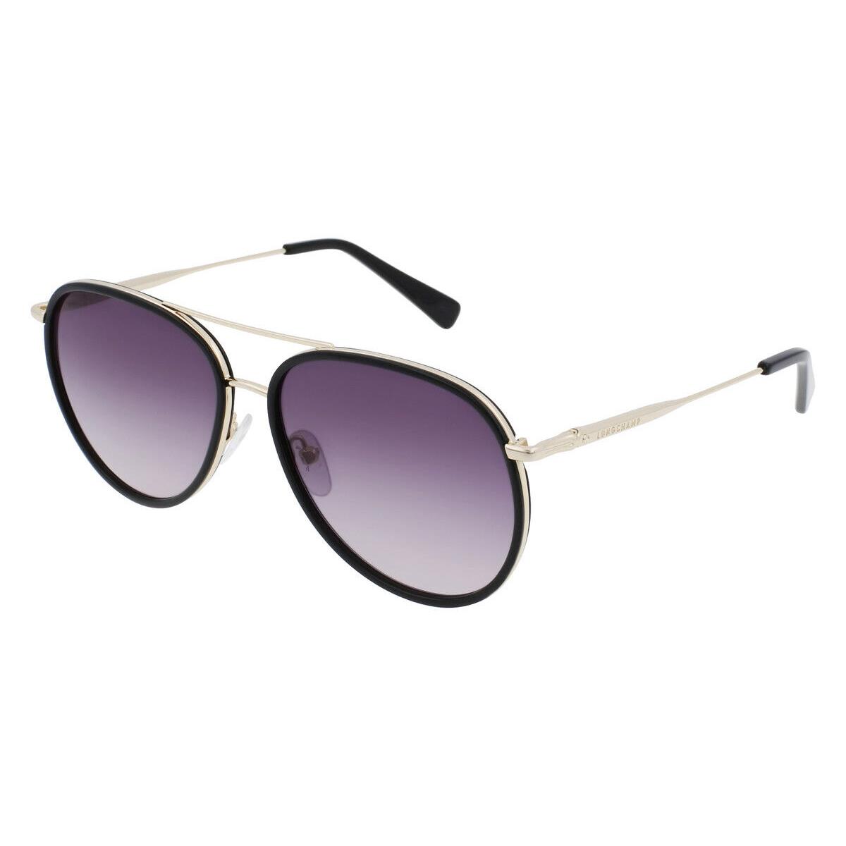 Longchamp LO 684S 722 Gold Black Aviator Sunglasses with Grey Lenses