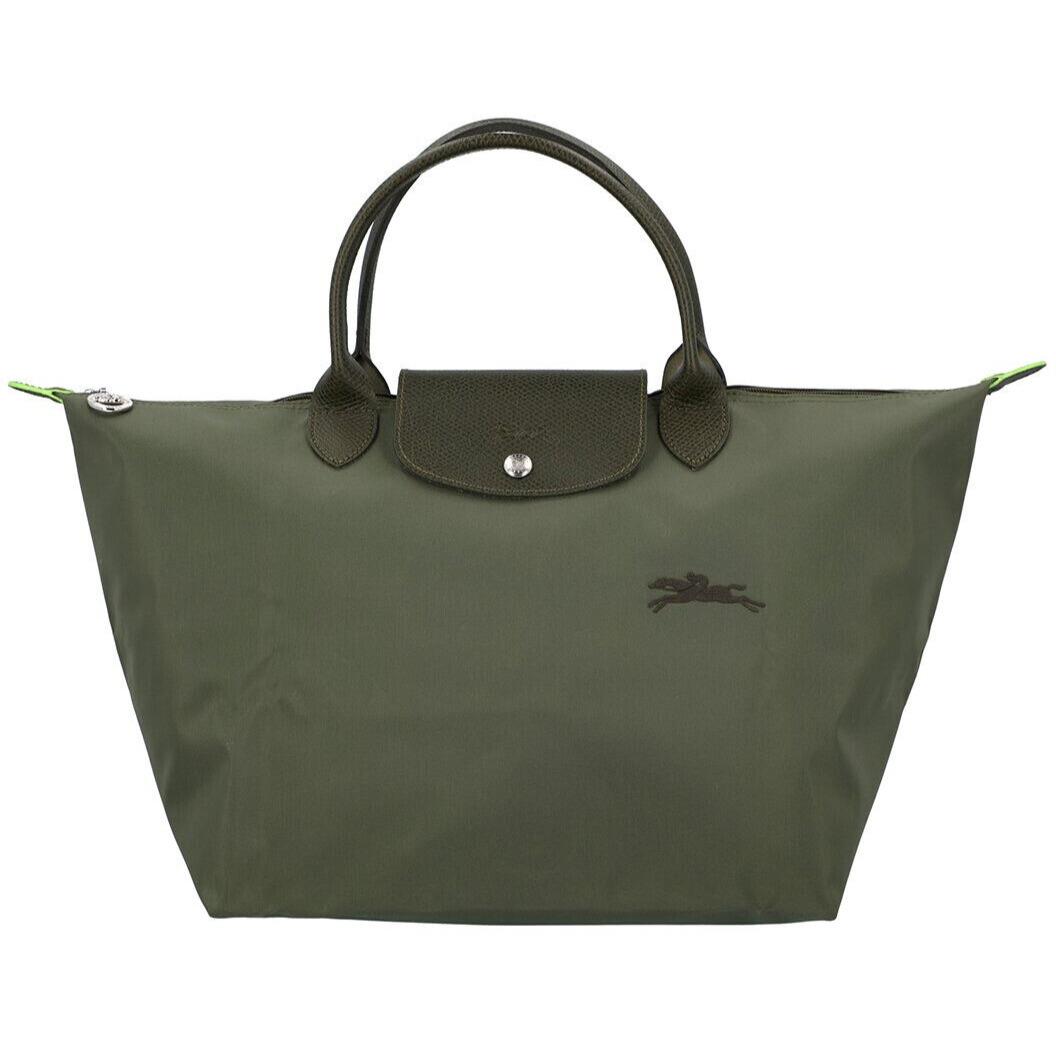 Longchamp Le Pliage Green Type M Short Handle Travel Bag Forest Green