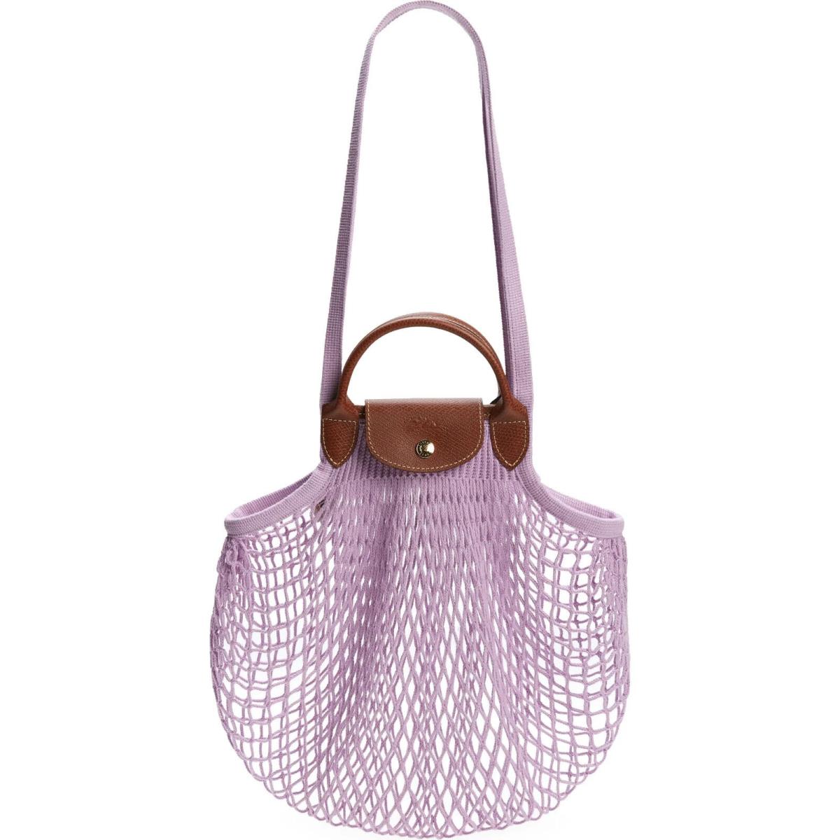 Longchamp LE Pliage Filet Knit Meshbag Lilac Purple Made in France