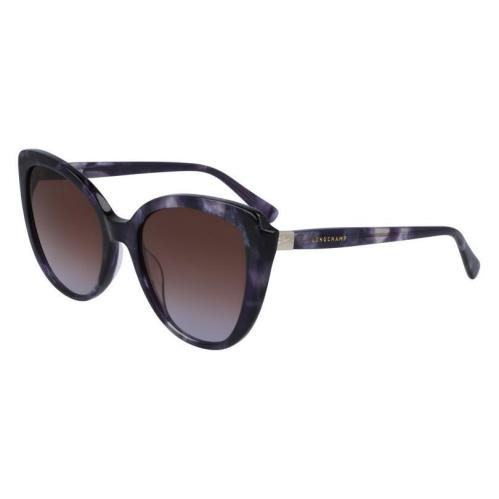 Longchamp LO 670S 421Marble Blue Sunglasses with Brown Gradient Lenses