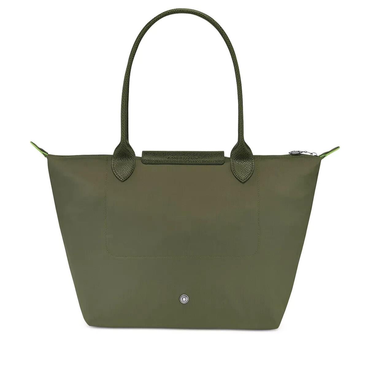 Longchamp Le Pliage Recycled Nylon Shoulder Tote 2605919 Forest Green Authnt - Handle/Strap: Green, Hardware: Silver, Exterior: Green