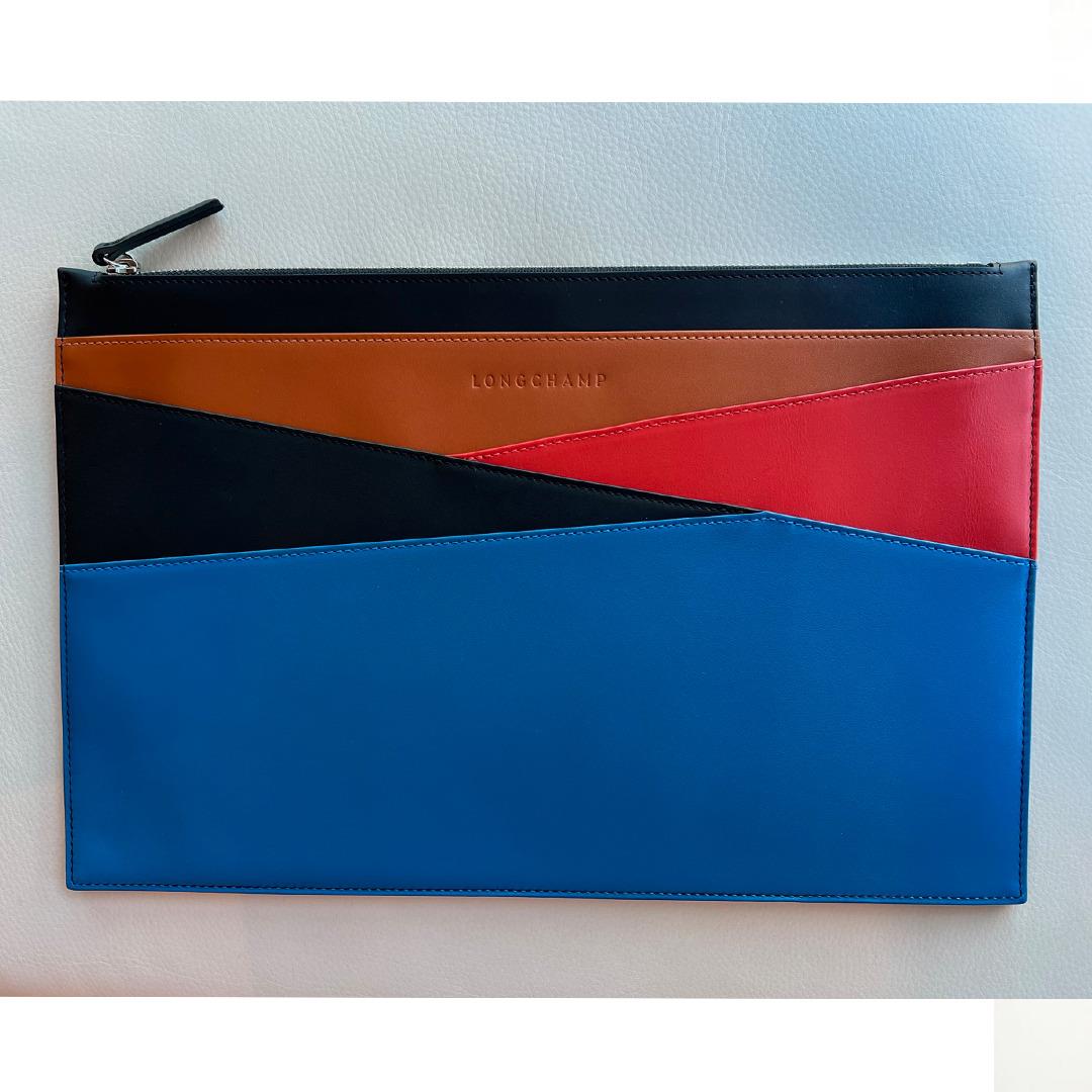 Longchamp Ruban Black Handbag Le Foulonne Bag Blue Orange Leather Wallet