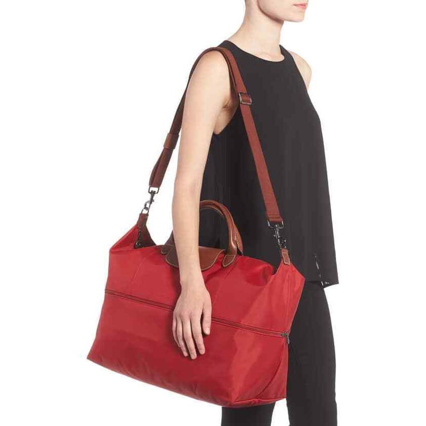 Longchamp Le Pliage Expandable Travel Duffle Crossbody 1911089 Red