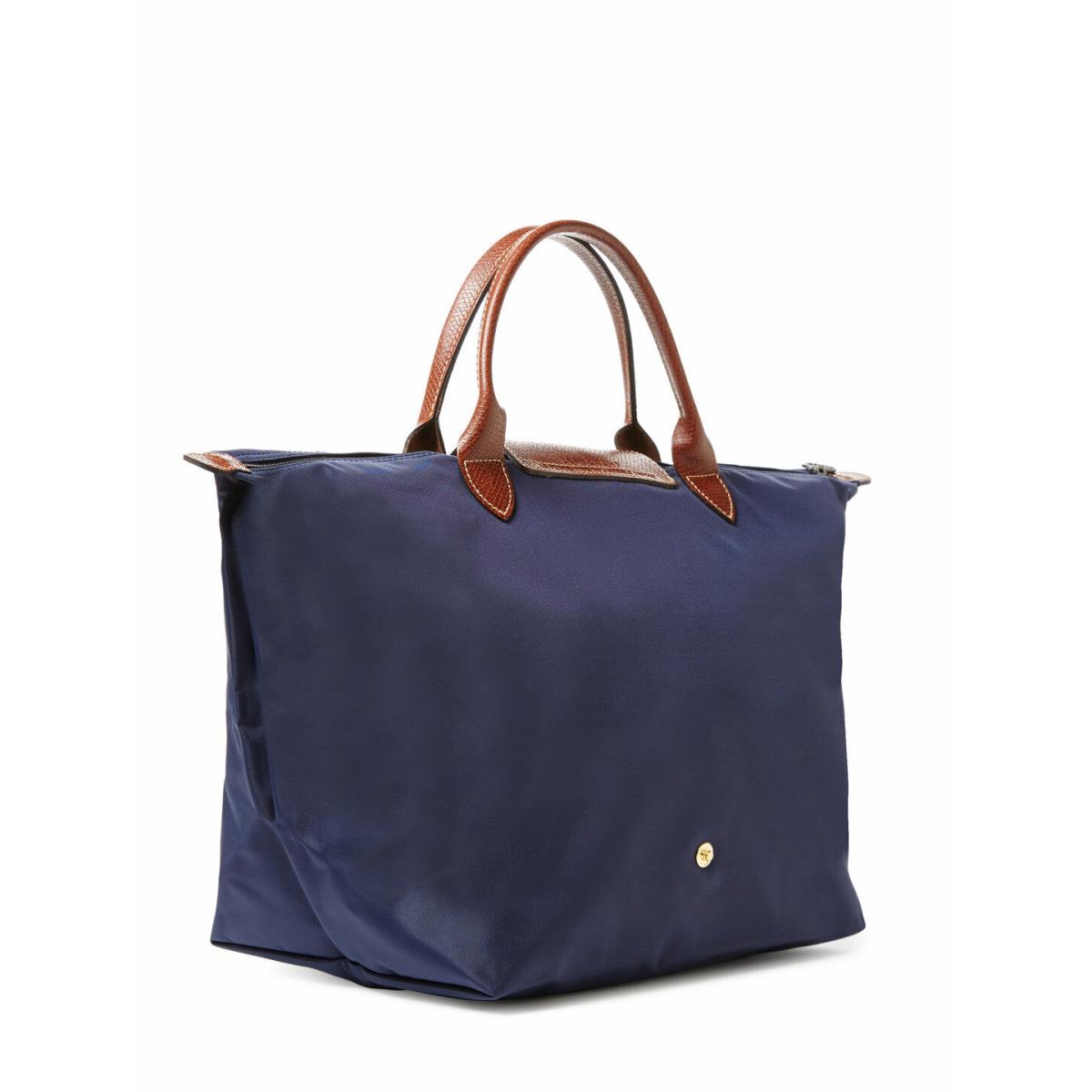 Longchamp Le Pliage Type M Medium Short Handle Travel Tote Navy Blue Authntc